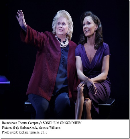 Photo: Barbara Cook, Vanessa Williams and Tom Wopat in "SONDHEIM ON SONDHEIM"; Directed by James Lapine; presented by Roundabout Theatre Comapany ; Performance photographed: Wednesday, April 14, 2010;  2:00 PM at  the Roundabout Theatre Company's Studio 54 Theatre, New York;  Photograph: © 2010 Richard Termine.PHOTO CREDIT - Richard Termine